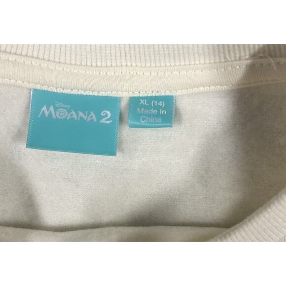 Disney Moana 2 Sweatshirt Girls XLarge (14) Crewneck Floral Graphic Long Sleeve - Picture 4 of 6